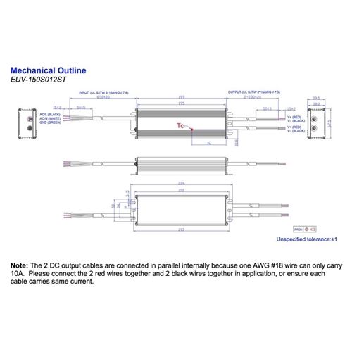 EUV-150S012ST 150w maximum, 12Vdc, constant volt-4